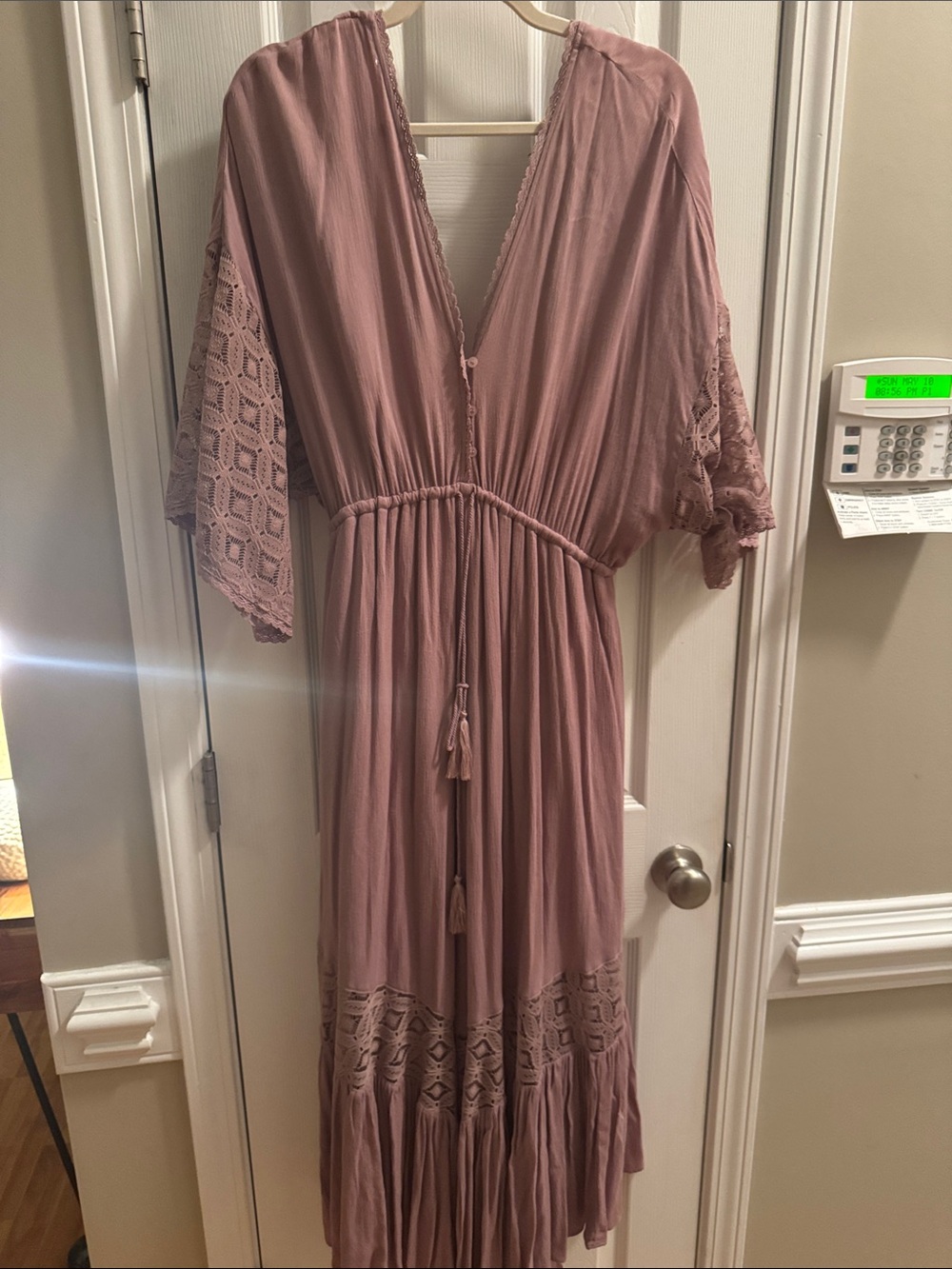 Women's Mauve Boho Lace-Trim Jumpsuit Romper